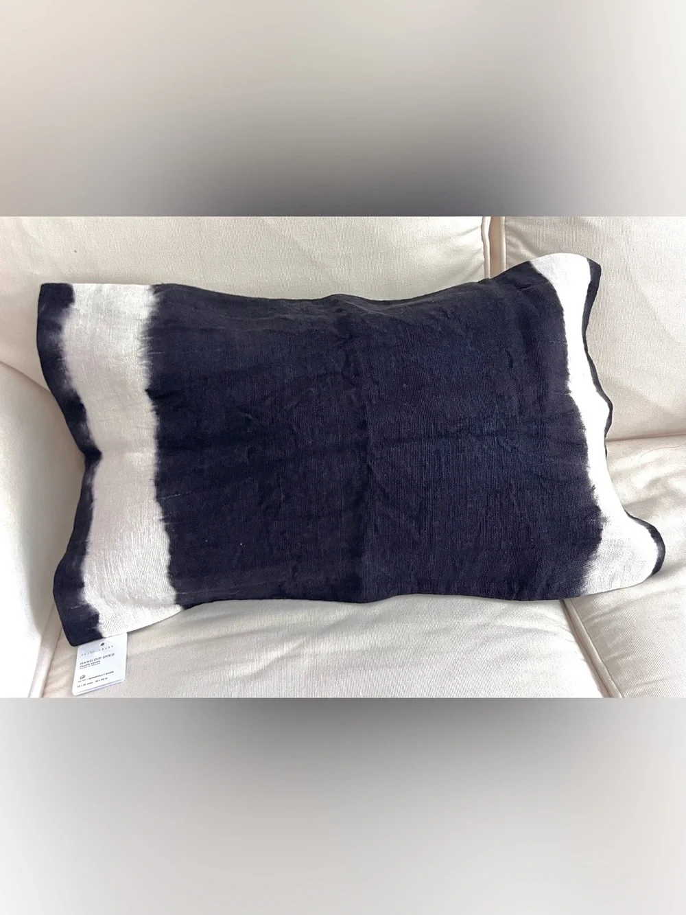 NWT Pottery Barn Navy and Cream Tie-Dye Lumbar Pillow